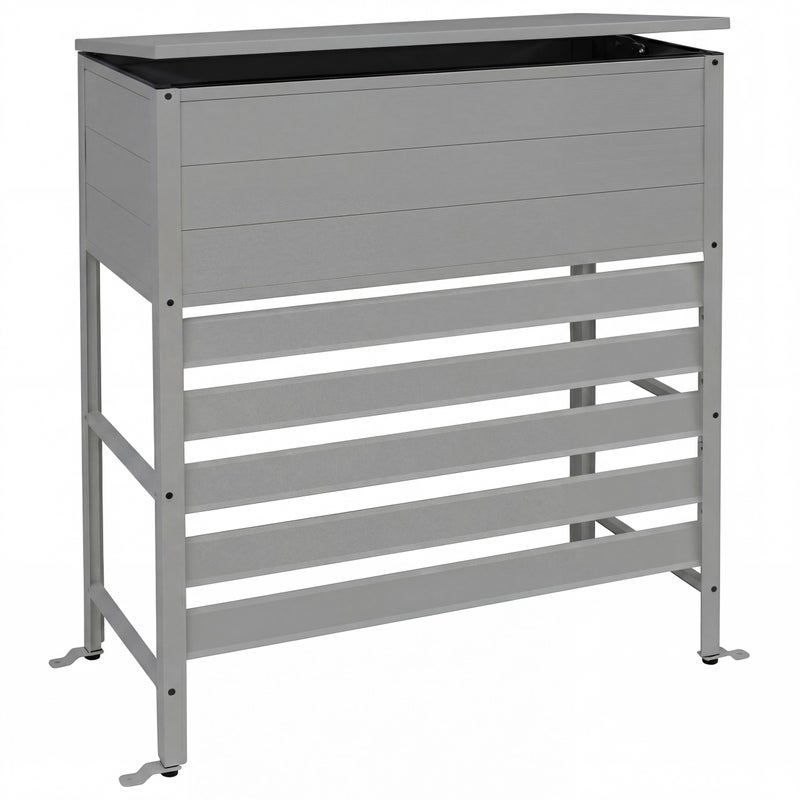 Aluminiowa osłona do klimatyzacji/wymiennika ciepła HWC-P94, pokrywa skrzynki do przechowywania 110 x 96 x 43 cm ~ szara