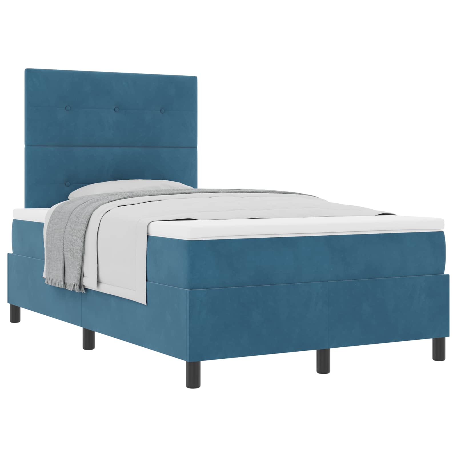 Cama tipo Box Spring Azul Oscuro 120 x 200 cm Terciopelo | Leroy Merlin