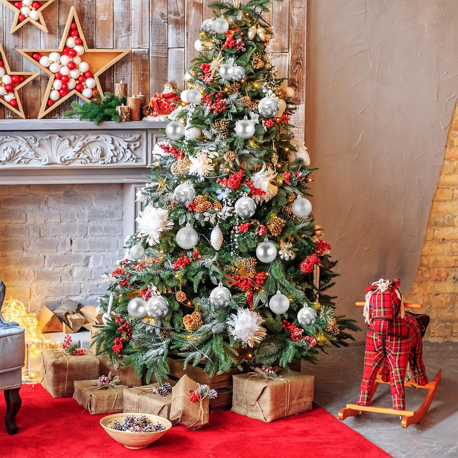 Conjunto de 36 enfeites para árvores de Natal, Conjunto de bolas de Natal, Pingentes para árvores de Natal, Presente de Natal, Decorações de Natal - 6