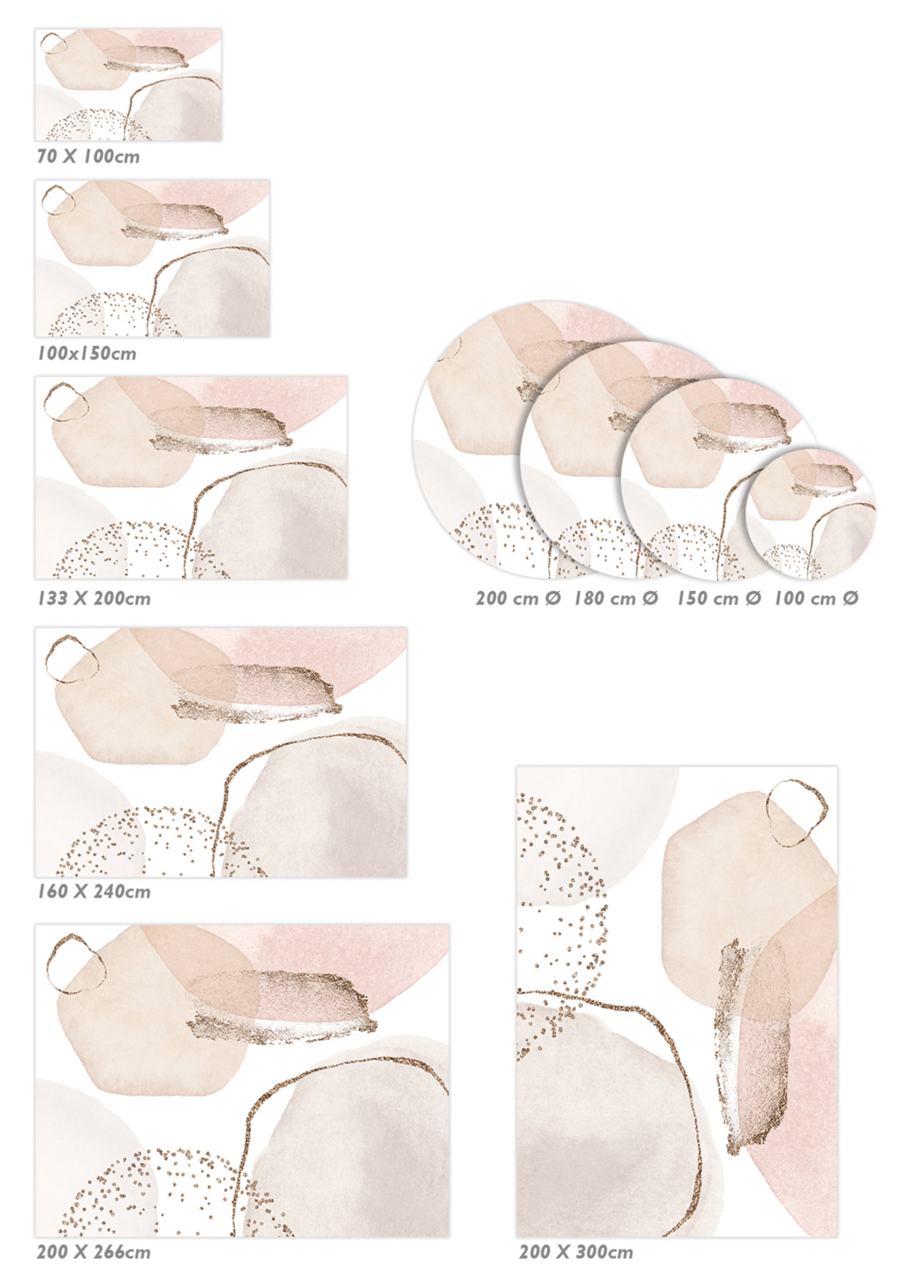 Tappeto antiscivolo in vinile, Kira [Diam] 200 cm - PVC stampato, lavabile, ignifugo, per salotto e cucina, stile moderno - 4