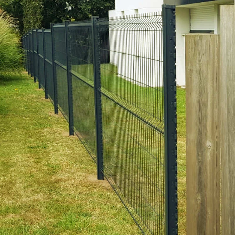 KIT 30m: Panneau Rigide Grillage Clôture H1.73m x L2.50m Gris + poteaux carrés à sceller - 4