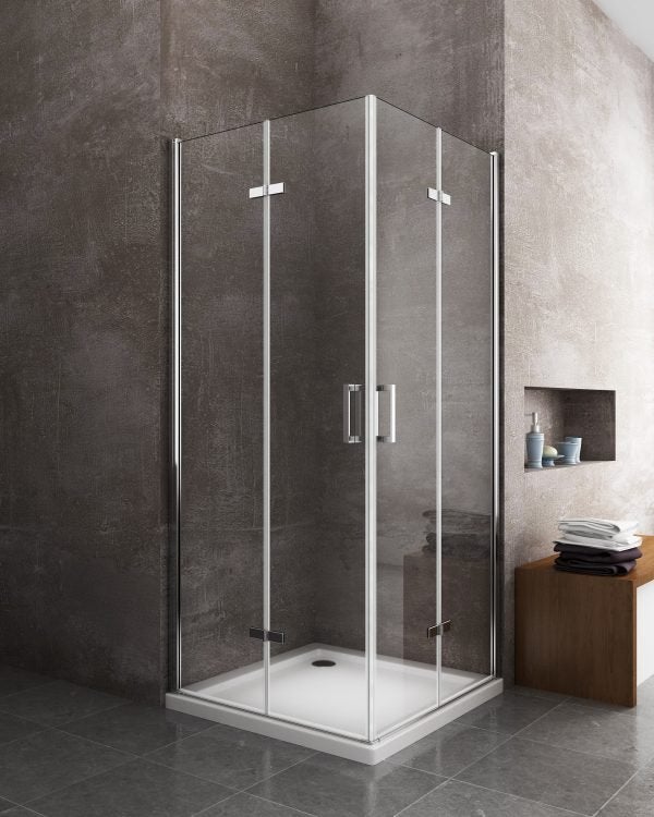 Box doccia angolare pieghevole a libro con chiusura a pacchetto H 190 cromo anticalcare trasparente con misure 75 (72,5-74) x 90 (87,5-89) - 7