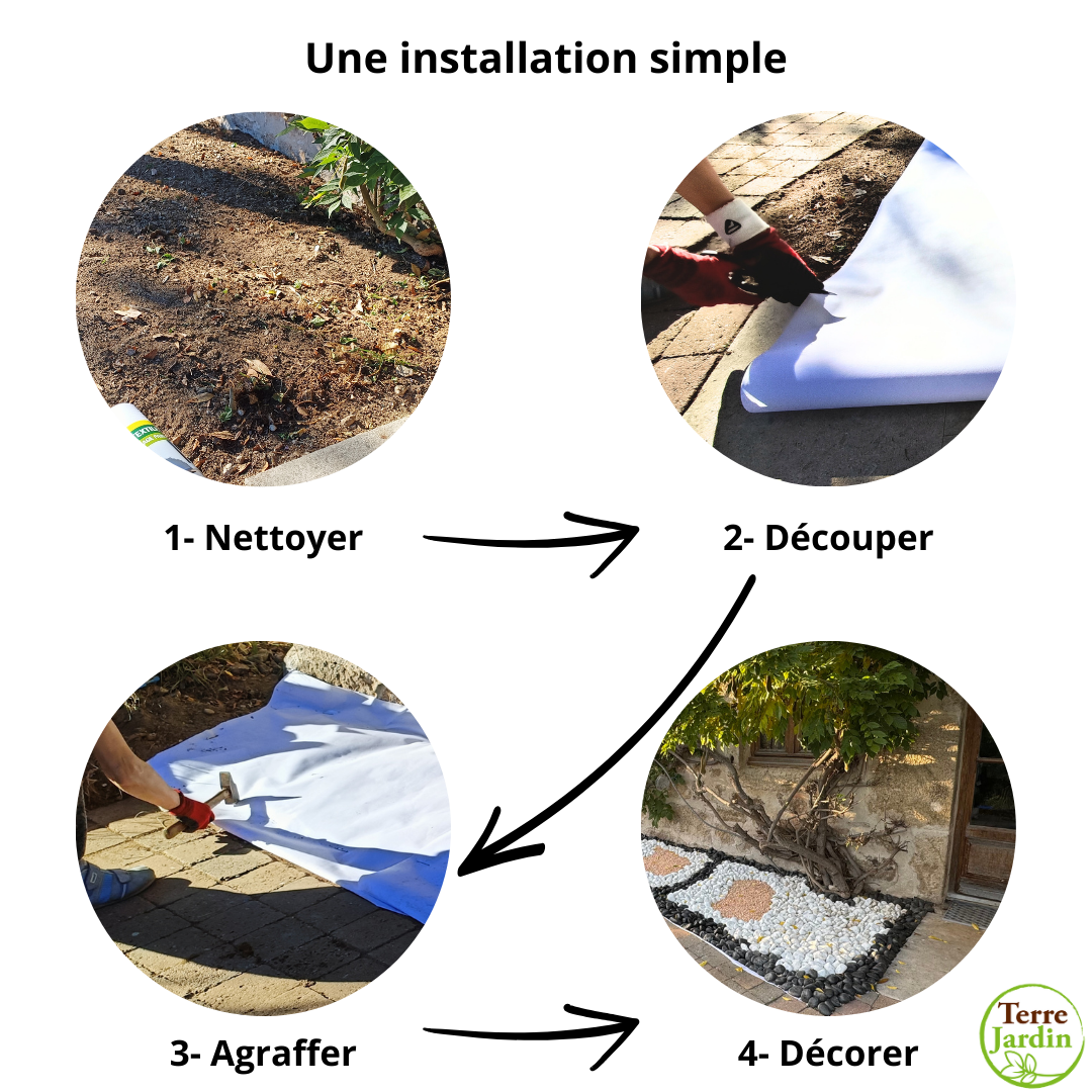 Rouleau géotextile - 1 x 10 m - 150g/m2 - feutre anti mauvaises herbes - aménagement paysager Unité - 6