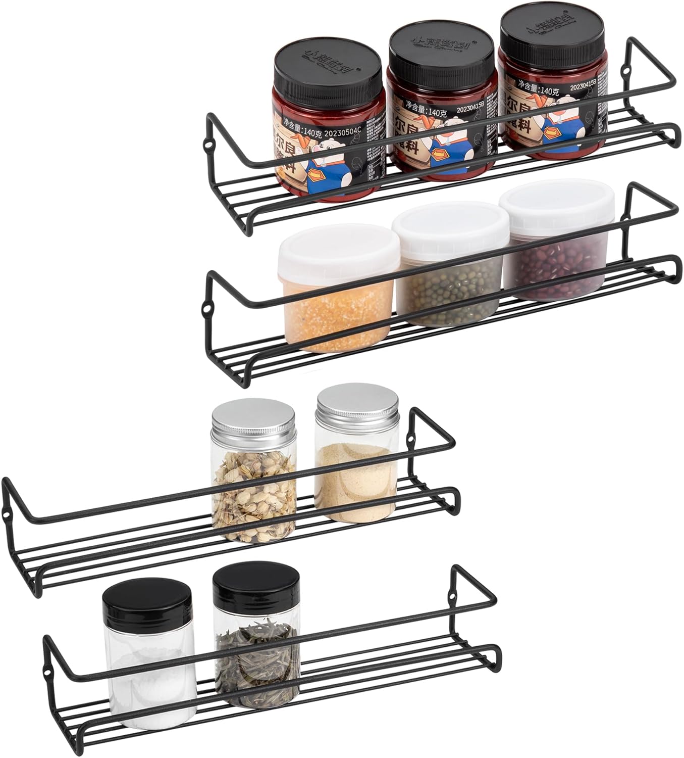 Étagère à épices Extensible Avec 6 Pots - Range épices Tiroir Coulissant Sans Perçage - Pour Placard Ou Réfrigérateur