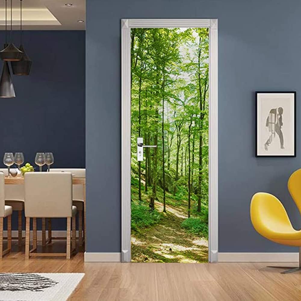 Naklejka na drzwi z efektem 3D, dekoracyjna naklejka ścienna z PVC do salonu, łazienki, na tapetę (77x200 cm)