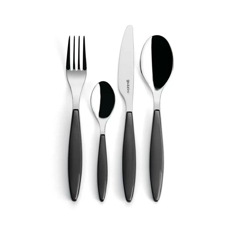 Guzzini - Feeling, Set 24 Posate Colorate - Grigio, 15.8 x 7.5 x h25.5 cm - 23000022