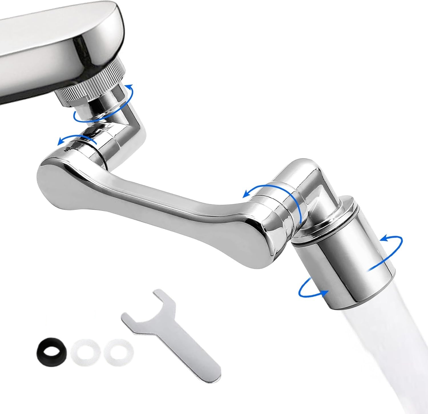 Robinet rotativ Ibergrif 1440° - Aerator cu 2 jeturi și adaptor de 20/22/24 mm pentru bucătărie sau baie, M91006