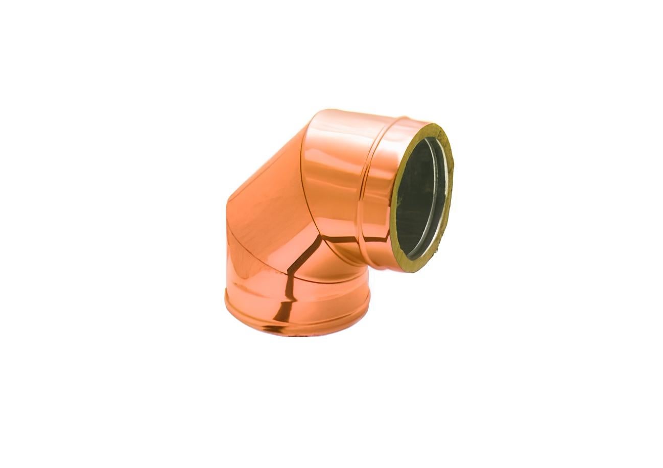 Dwuścienne izolowane kolanko 90° zewnętrzne miedziane Ø wew. 80 / zew. 130 mm