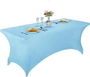 Nappe En Satin 140 Cm X 3 M Bleu Ciel - Décoration Élégante Banquet, Mariage, Fête Intérieur Extérieur