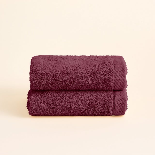 Jeu de 2 Serviettes de Lavabo Serenity - Pourpre - 50x100 - 100% Coton Peigné - 600 g/m² - Douces, Absorbantes et Séchage Rapide