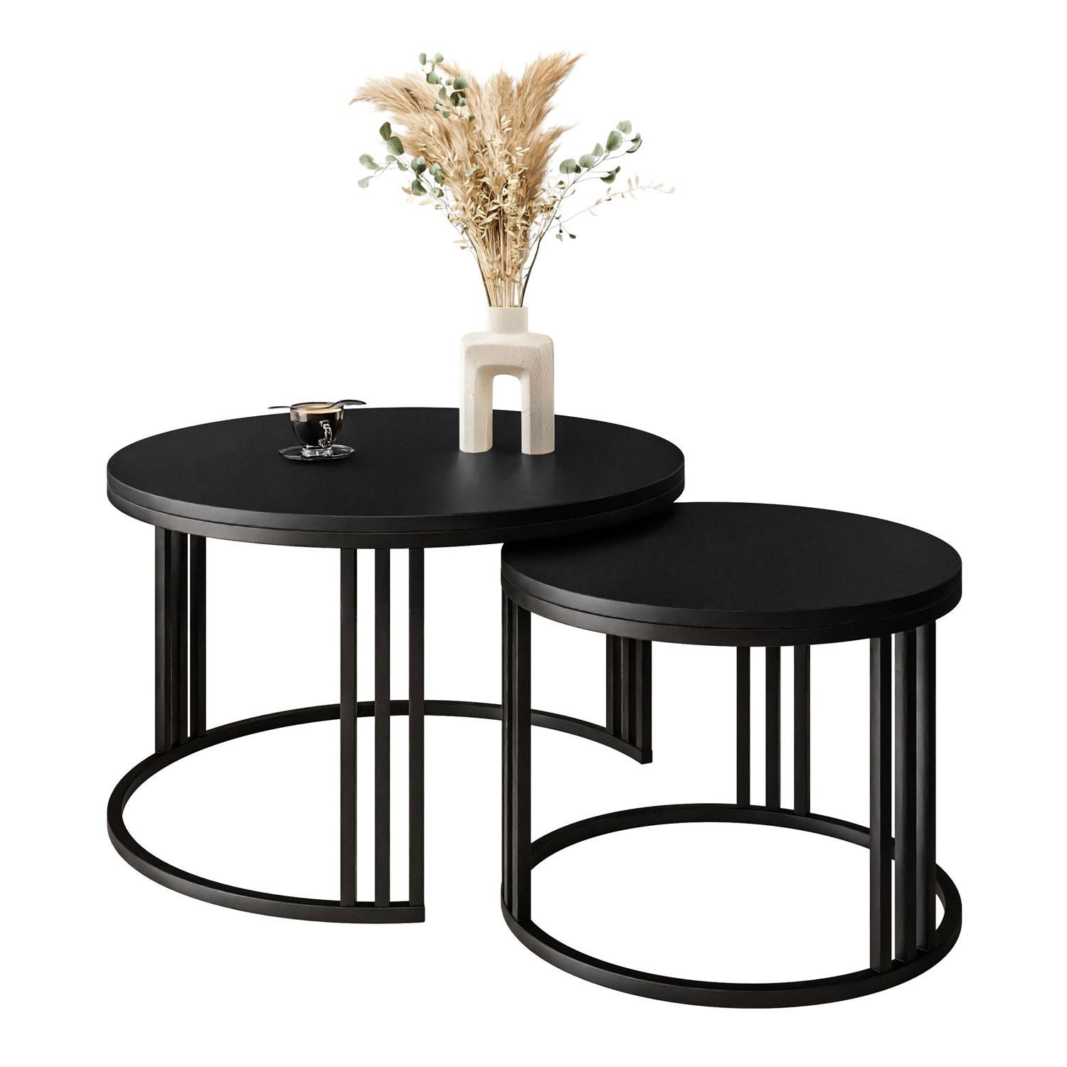 Table basse ronde 2-en-1 LORI noir / noir mat | Leroy Merlin