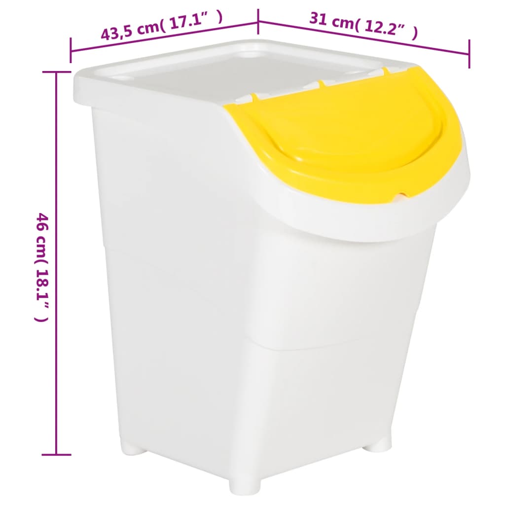 Pattumiere impilabili con coperchio 3 pezzi PP 120 litri bianco 02_0006049 - 8