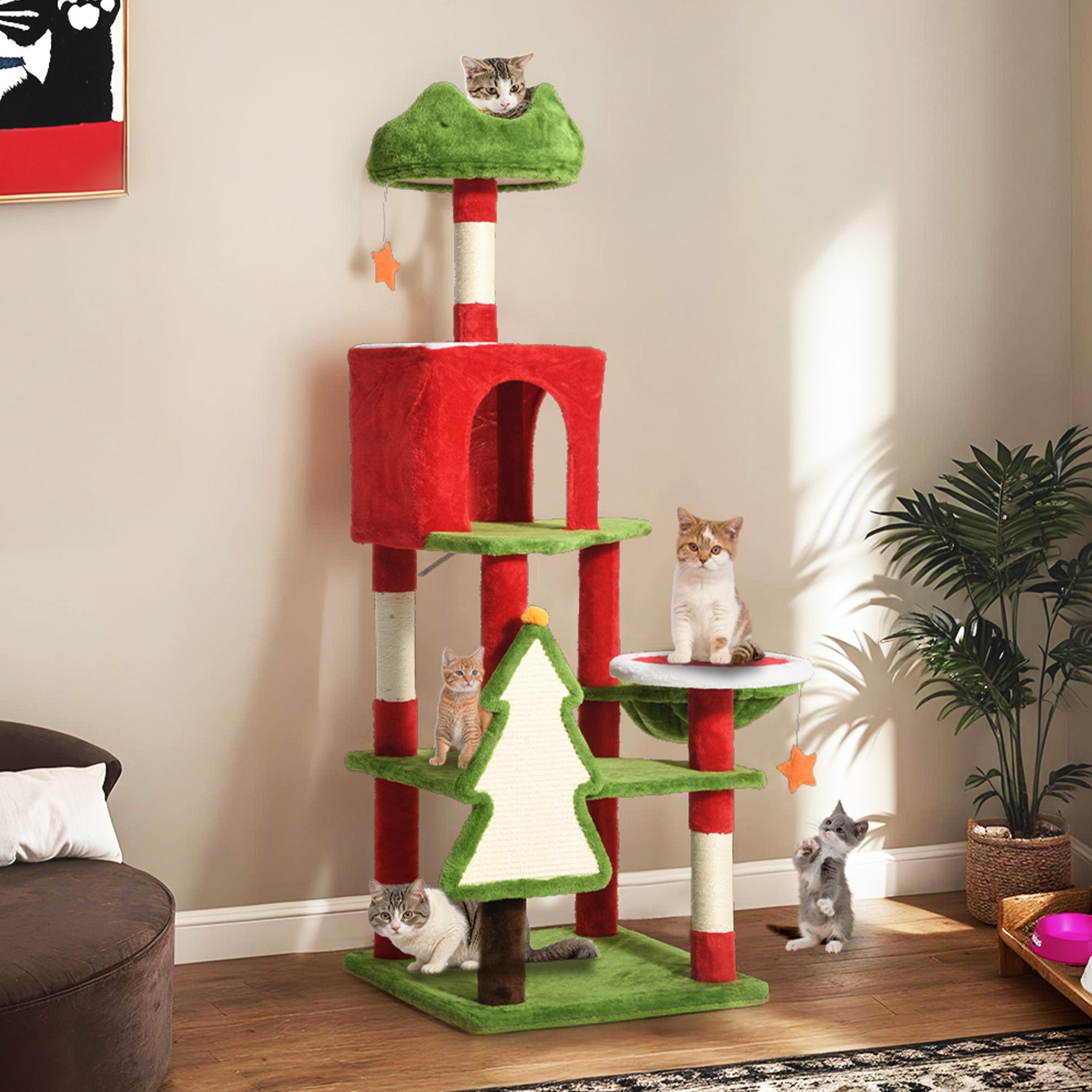 Árbol De Actividades Rascadoras Para Gatos, Torre De Escalada Para