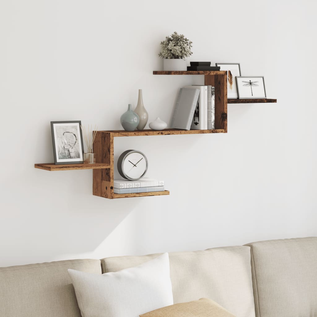 Étagère murale | Étagère flottante | Étagères de rangement vieux bois 104x15x49 cm bois d'ingénierie CFW97612 - 2