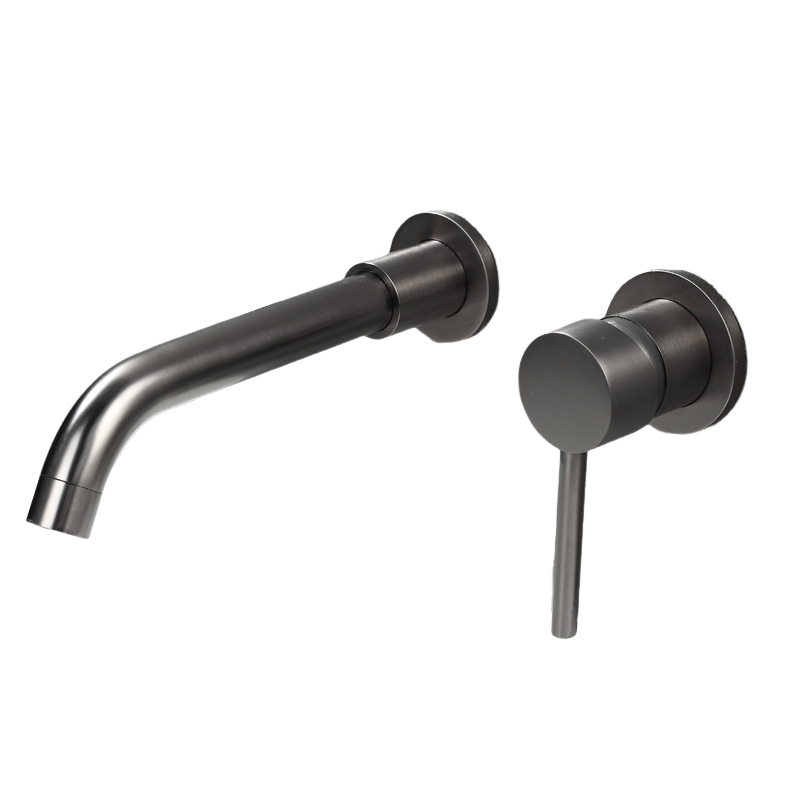 Bateria łazienkowa ścienna, jednouchwytowa, obrotowa wylewka 360 stopni, regulacja ciepłej i zimnej wody (szara)