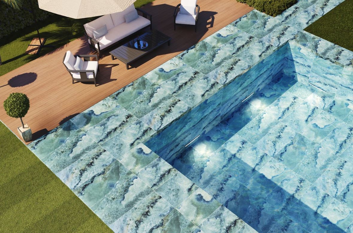 Carrelage sol/mur int/ext effet marbre vert Amour Semi Lappato l.120 x L.60 cm MAJORCA TIFFANY - 3