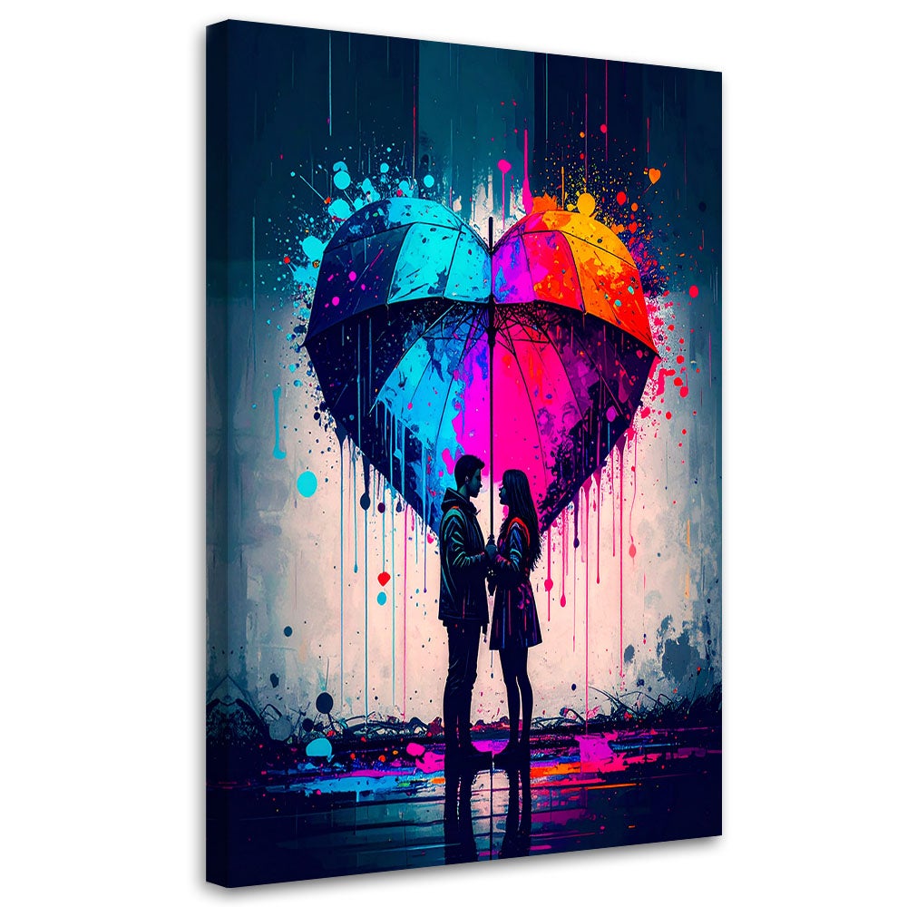Obraz do sypialni salonu, Para Miłość Serce Parasol 80x120