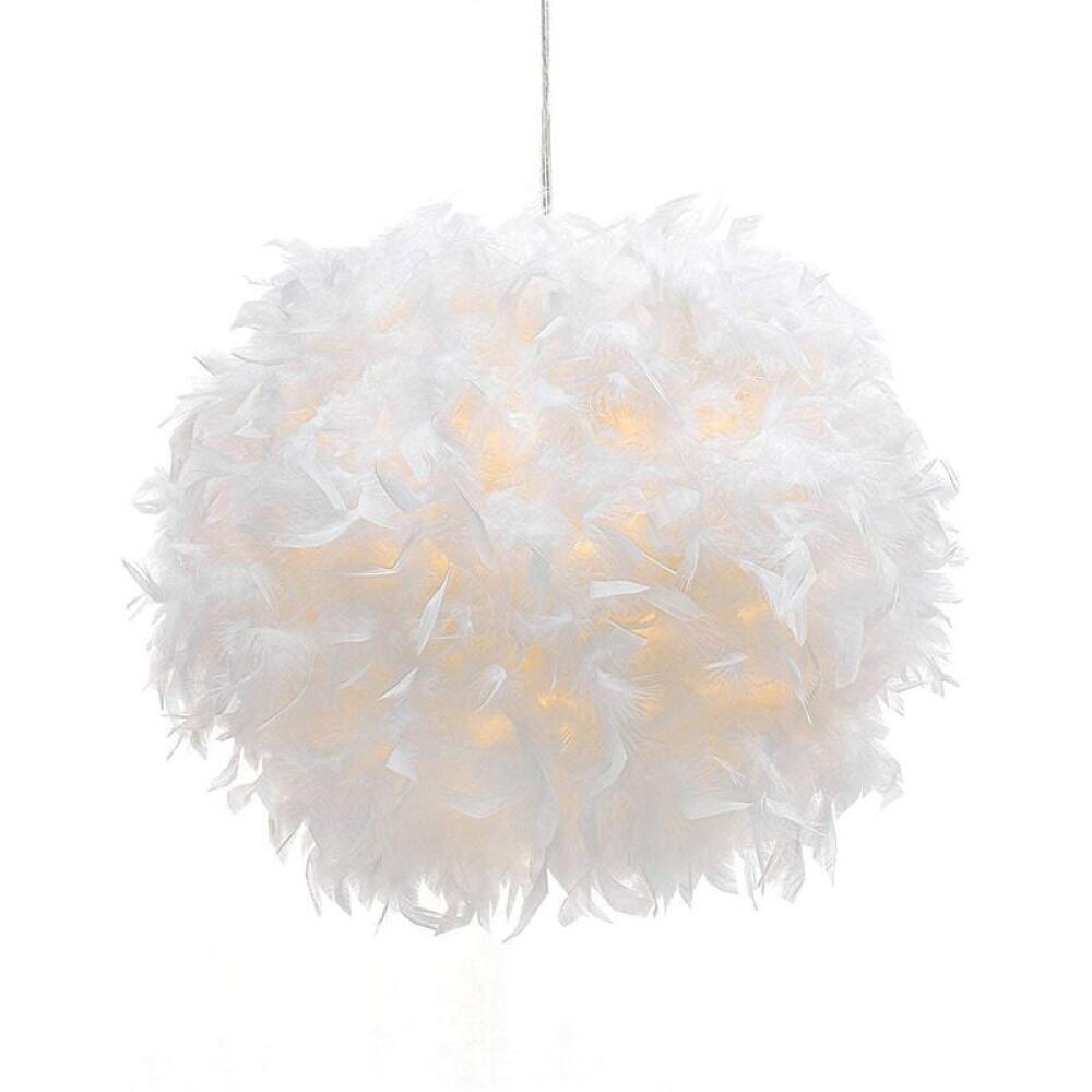 30 cm lampa wisząca Feather Ball E27 do pokoju dziecięcego, salonu, biała