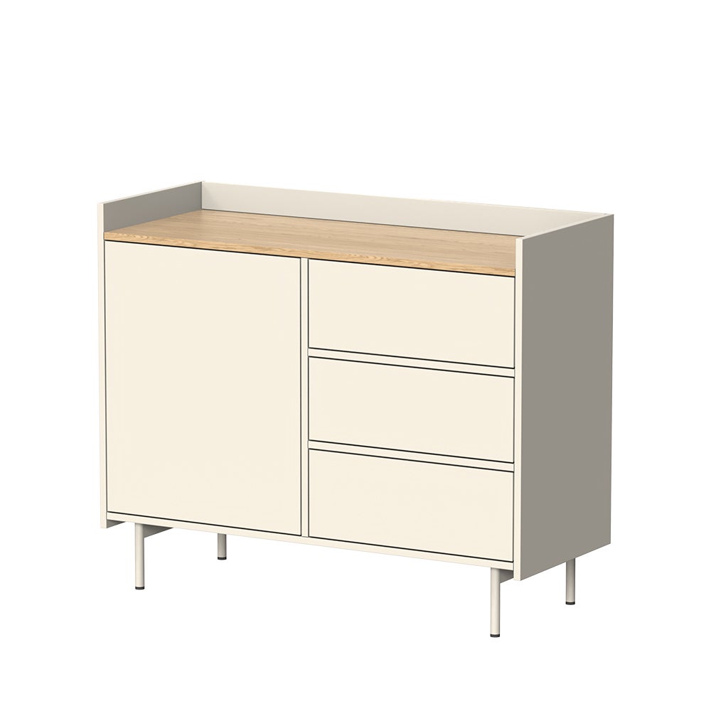 Vicco Kredens Velina, Kremowy, 100 x 82 cm z 3 szufladami i 1 drzwiami
