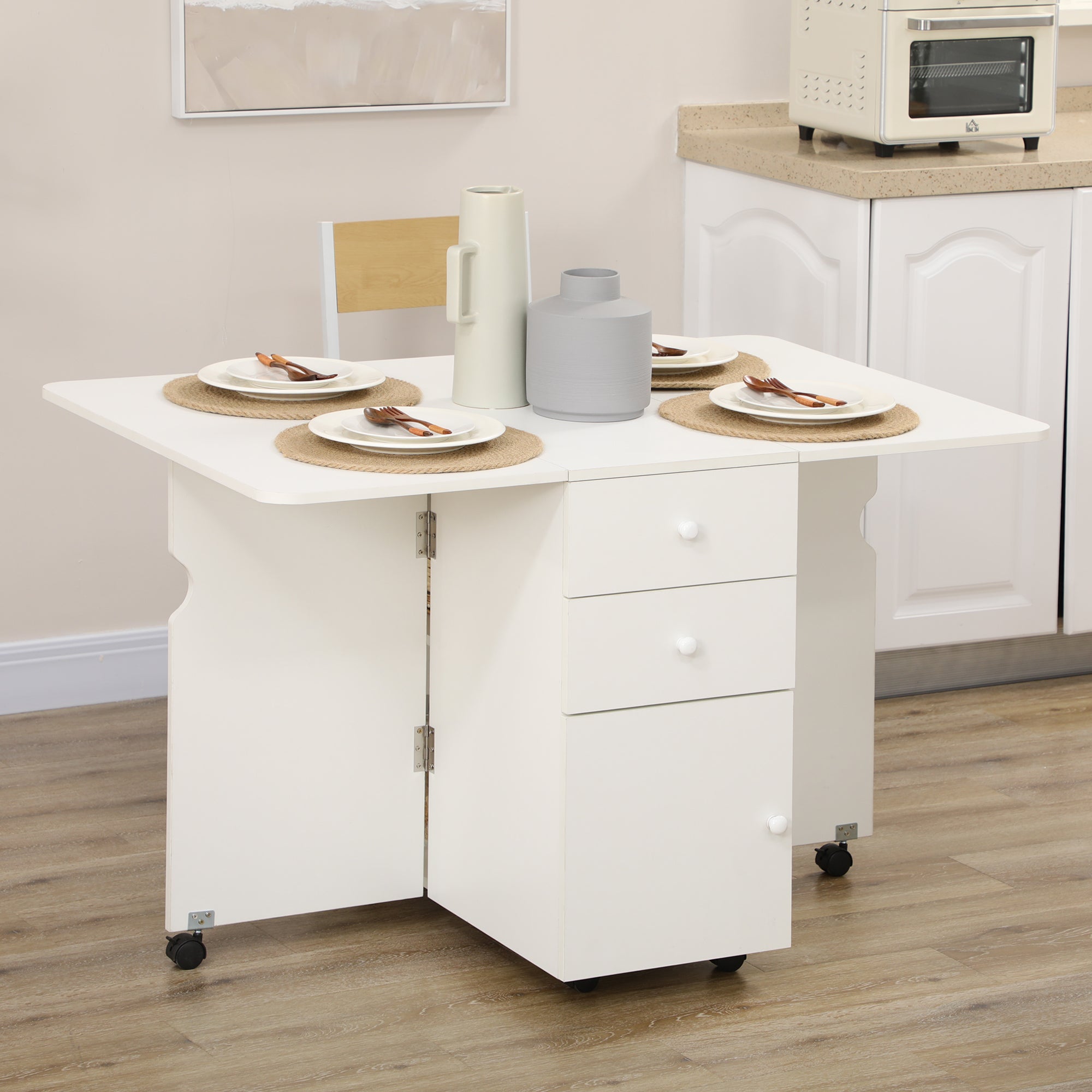 Homcom Mesa Plegable Cocina 120X80x75 Cm Blanco , Leroy Merlin