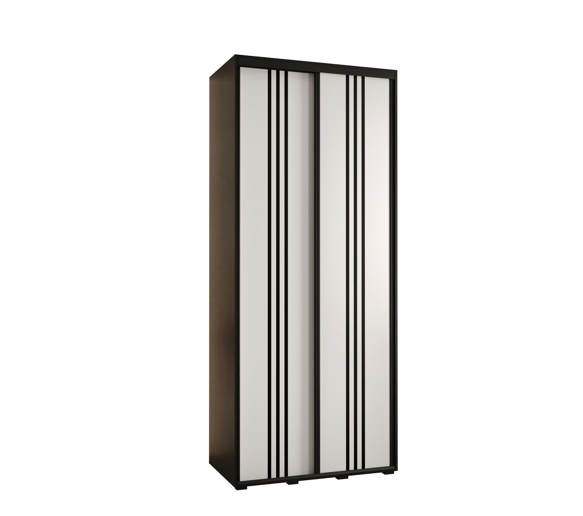 Szafa przesuwna wysoka Davos 6 110 x 45 x 235,2 cm czarny + biały + u. czarny - Abiks Meble