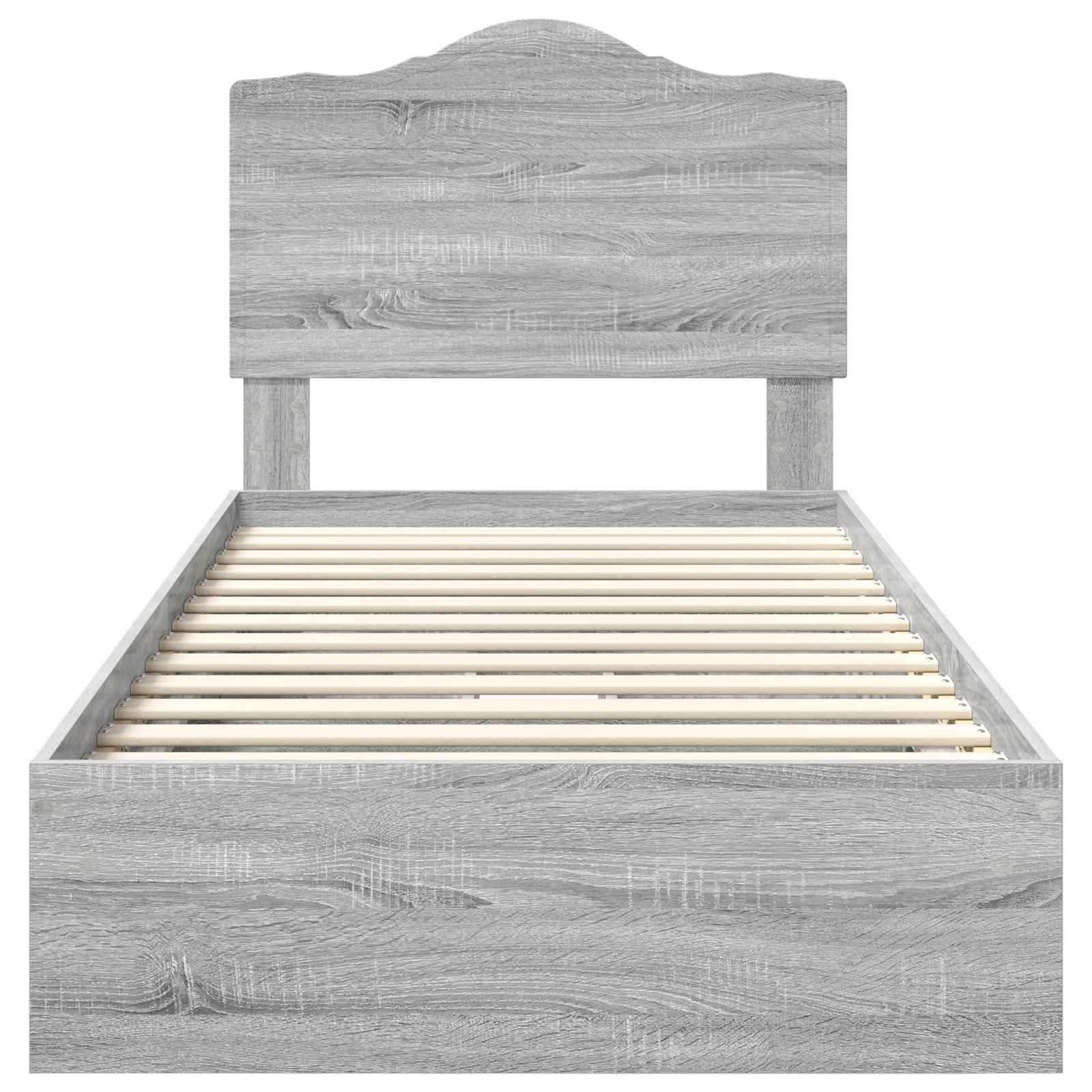 Lit avec rangement, panneau de bois, gris, pour la chambre, 70 × 190 cm - 8