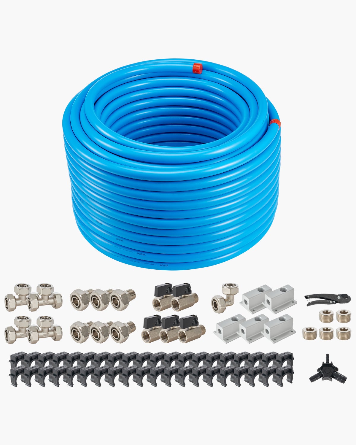 Zestaw przewodów sprężarki powietrza 3/4" x 200 stóp Aluminiowy przewód powietrza HDPE Niebieski VEVOR
