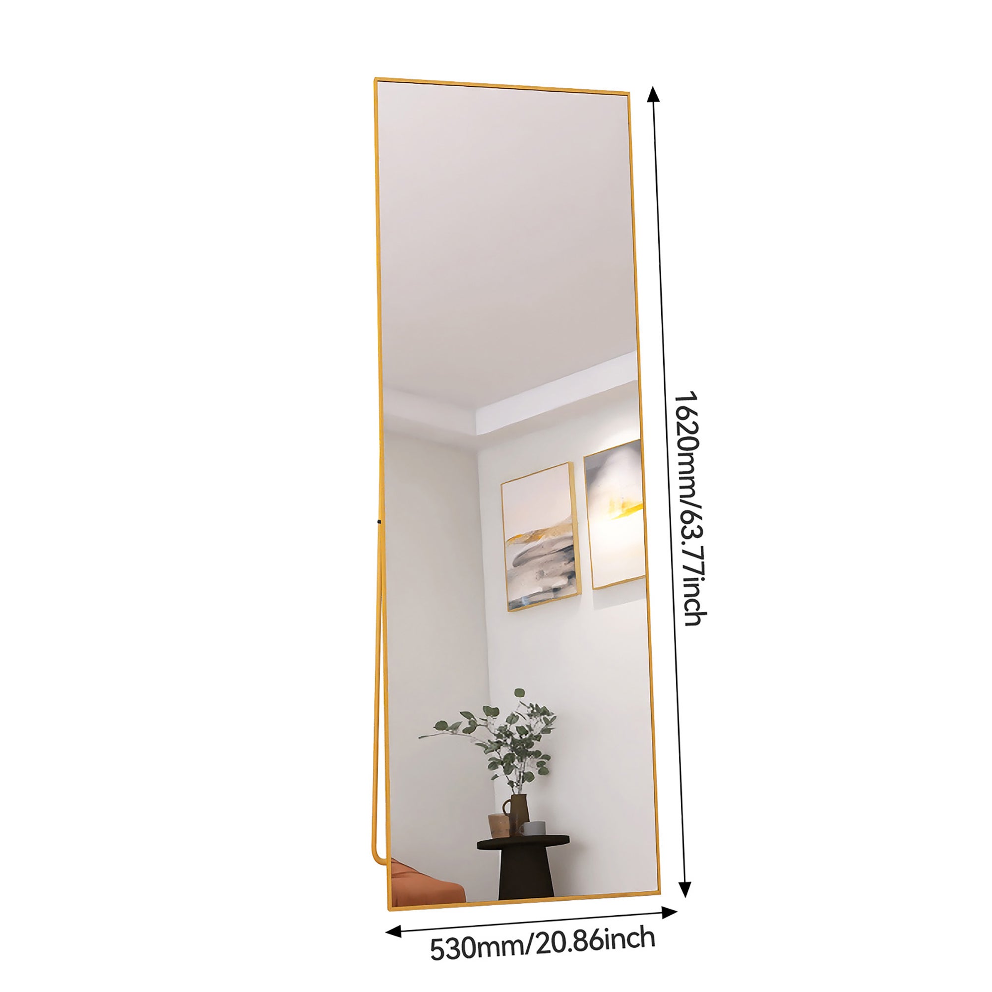 Miroir de Maquillage - Verre Trempé - Cadre Aluminium Doré - 162x53cm - COZY - Design Contemporain - 6