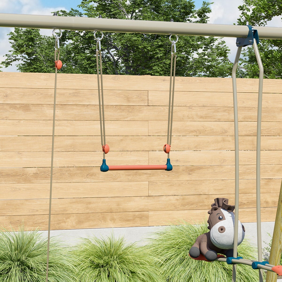 Trapèze métal bleu/corail TRIGANO pour portique 2,00 / 2,50 m. - 3