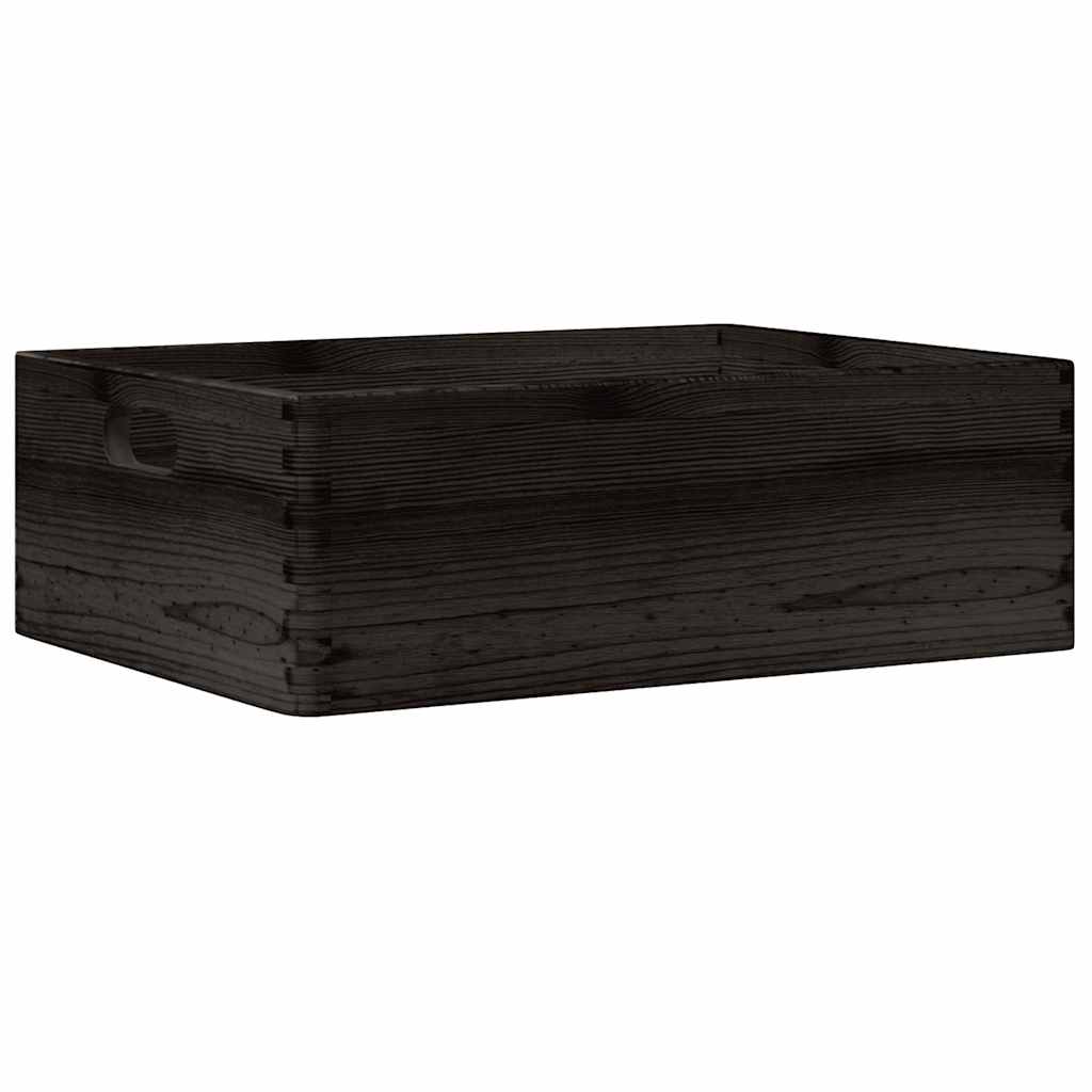 Drewniane pudełko z uchwytami z litej sosny w kolorze czarnym 40x30x13 cm