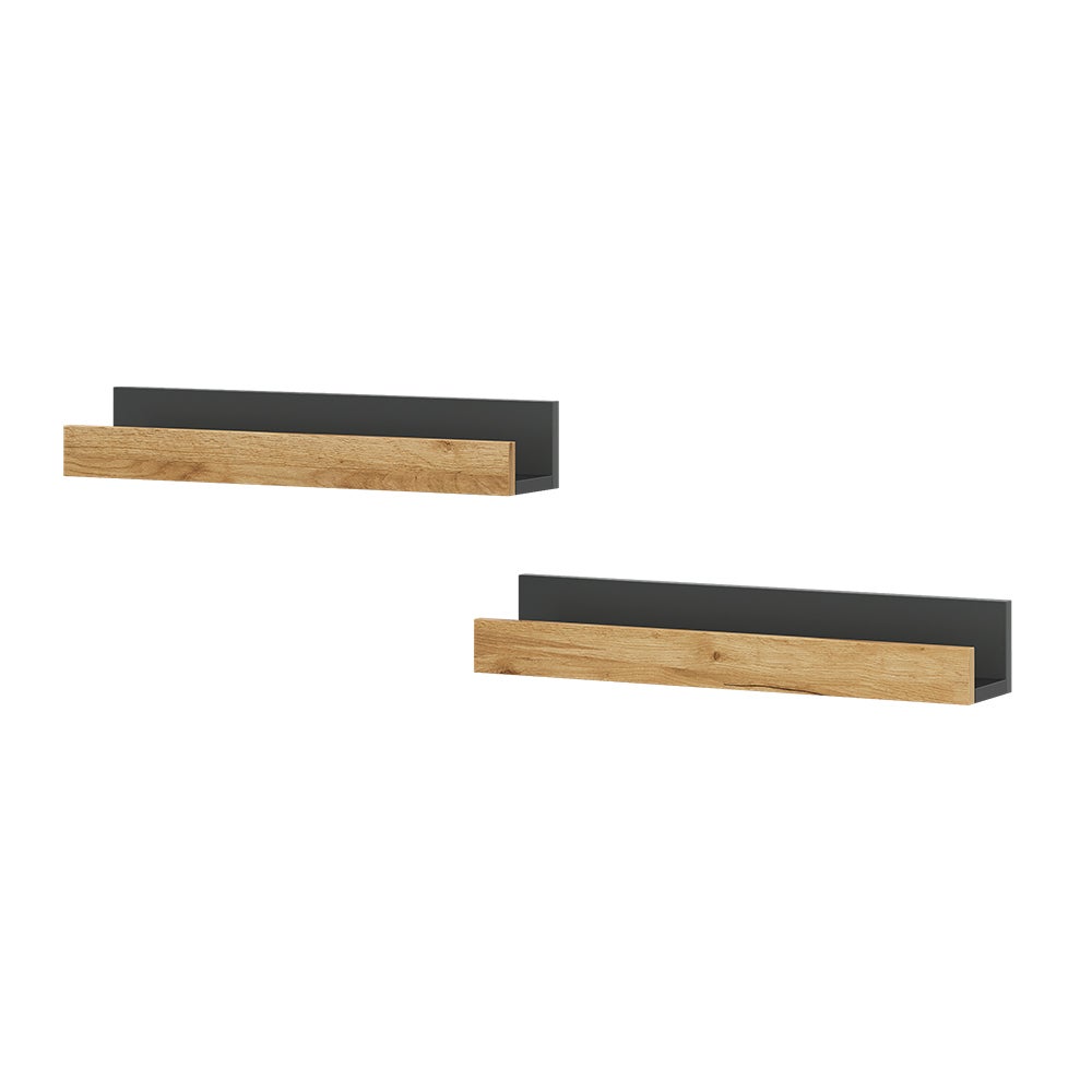 Zdjęcia - Półka ścienna Vicco  Tomy, Antracyt/złoty dąb, 60 x 10 cm Zestaw 2 sztuk 