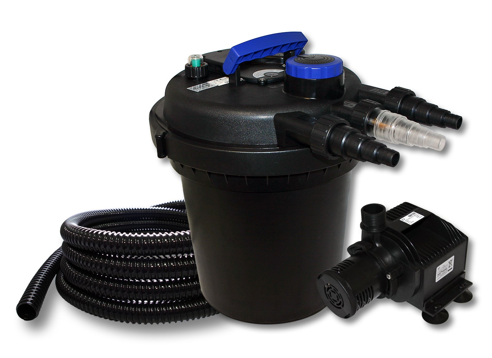 Wiltec Kit Filtration Bassin 6000L - Filtre Pression UV + Pompe 8000L/h + Pompe Fontaine 800L/h