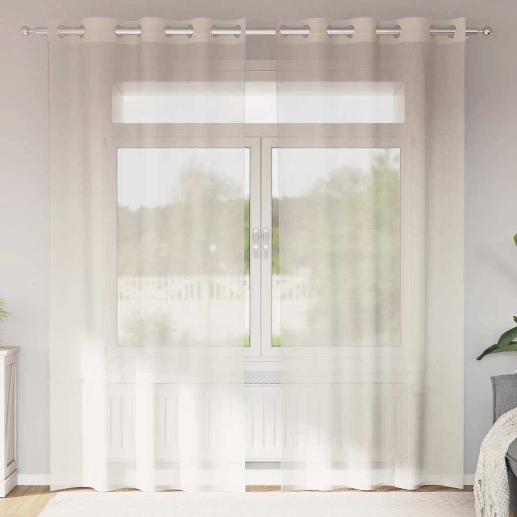 Zasłony woalowe z przelotkami 2 szt. Kremowe 140x225 cm vidaXL