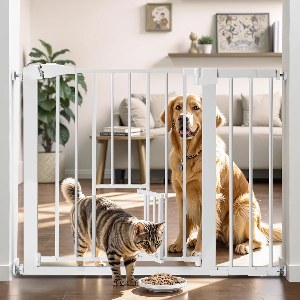Cancelletto Di Sicurezza Estensibile Per Bambini E Cani – 75-82 Cm, Altezza 76 Cm, Chiusura Automatica E Magnetica, Installazione Senza Trapano