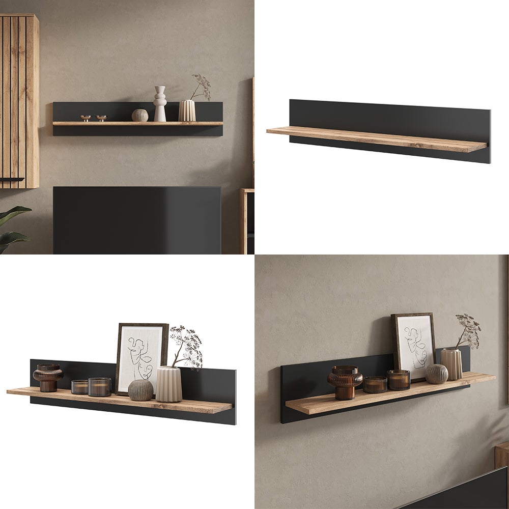 Vicco Étagère Amber, Chêne Wotan, 100x20cm support mural - 8