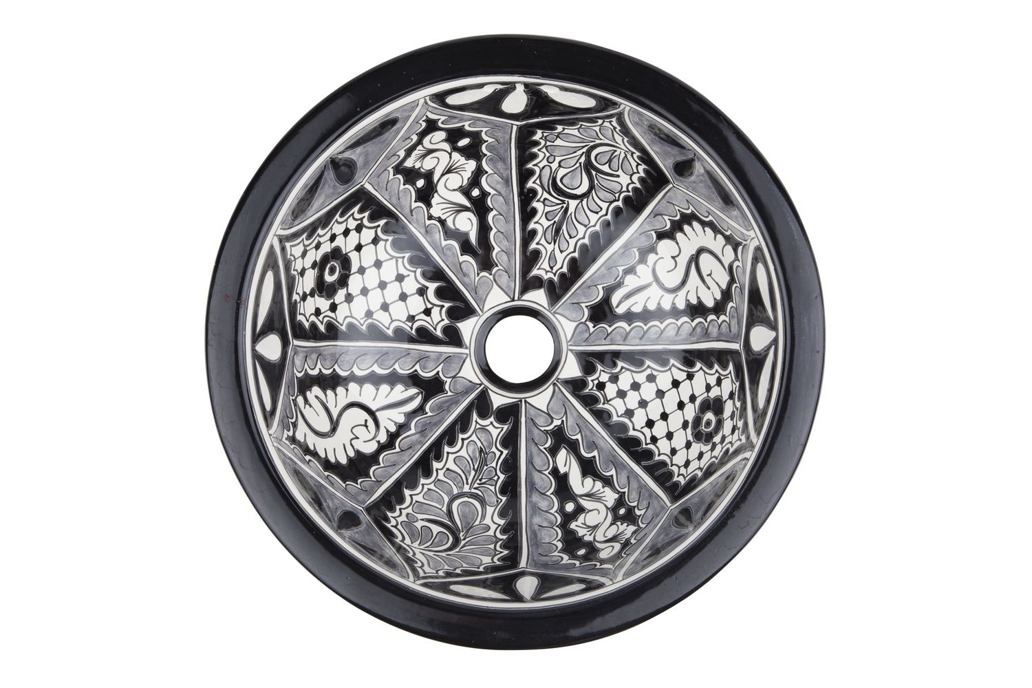 Meksykańska ceramiczna umywalka wpuszczana w blat Atalaya – mała okrągła umywalka łazienkowa 36 x 16 cm | Umywalka dekoracyjna