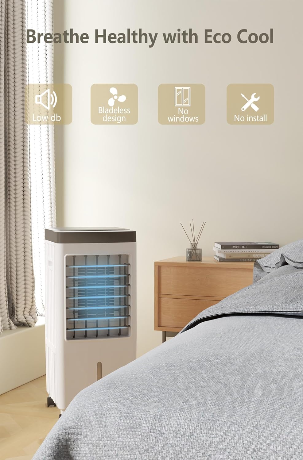 Refroidisseur d'air, climatiseur domestique, ventilateur, avec télécommande, 3 vitesses, minuterie, avec réservoir d'eau de 15 litres - 2