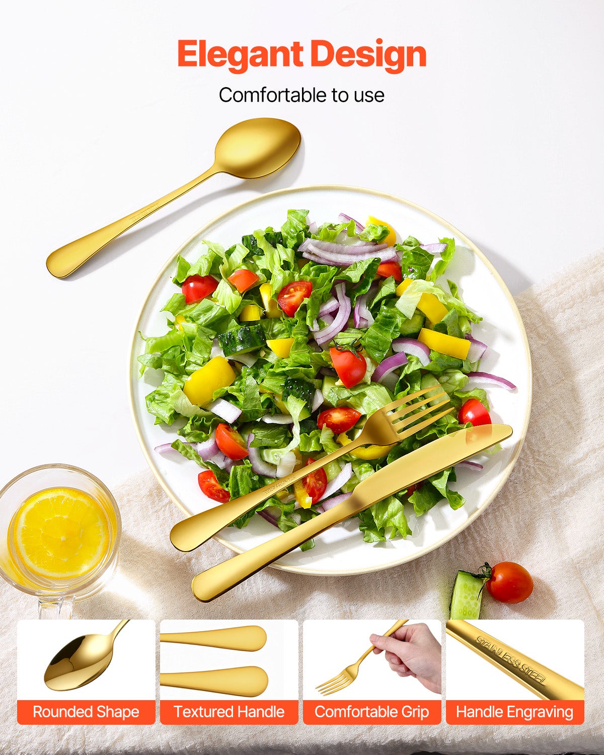 Set Posate 60 Pezzi,VEVOR Posate Acciaio Inox Alimentare,Finitura Lucida,Lavabile in Lavastoviglie,Coltello,Forchetta,per Cucina e Casa - 4