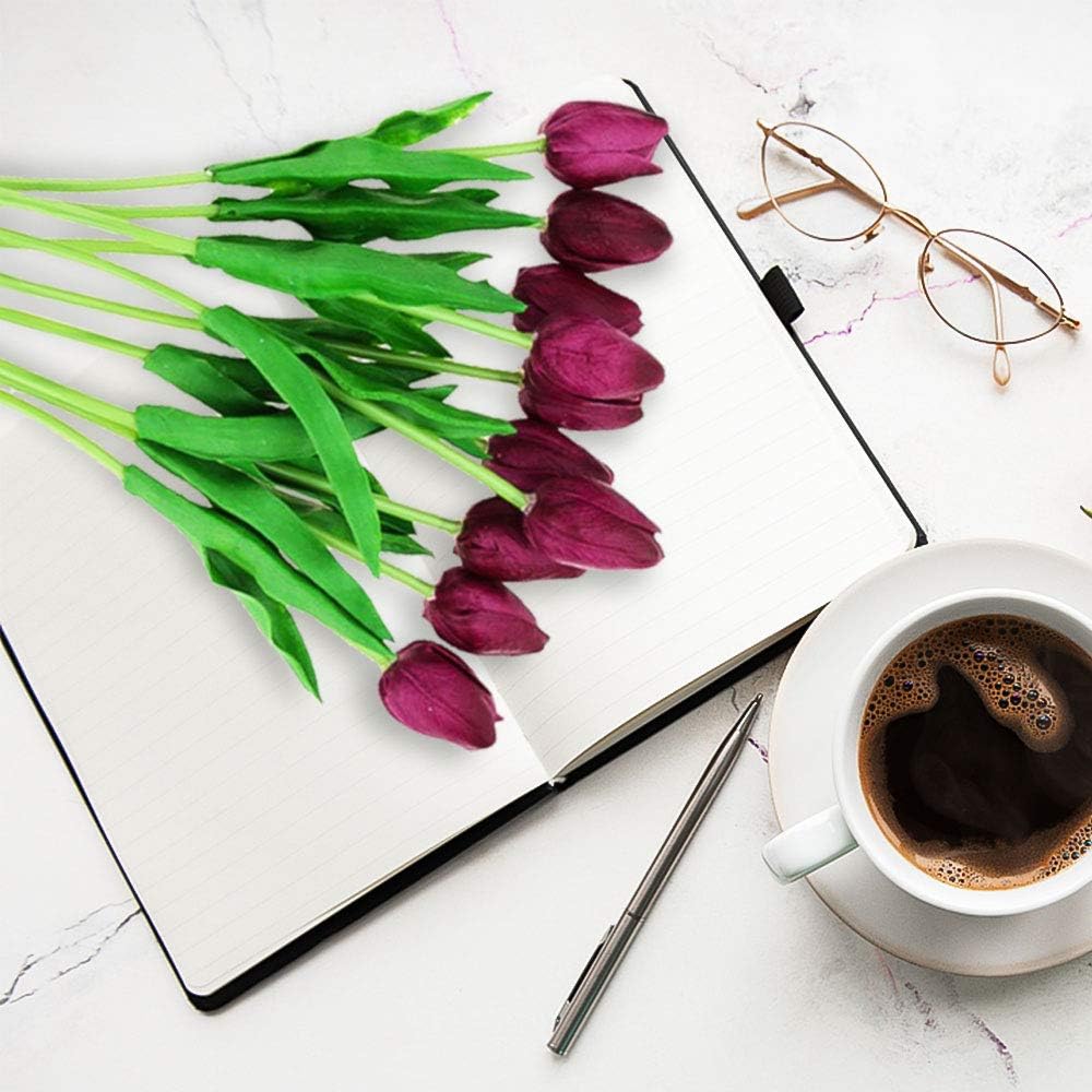 Bouquet de 12 Tulipes artificielles au Toucher réaliste, décoration Parfaite pour Mariage, fête, Maison, Jardin, Bureau (Violet foncé) - 2