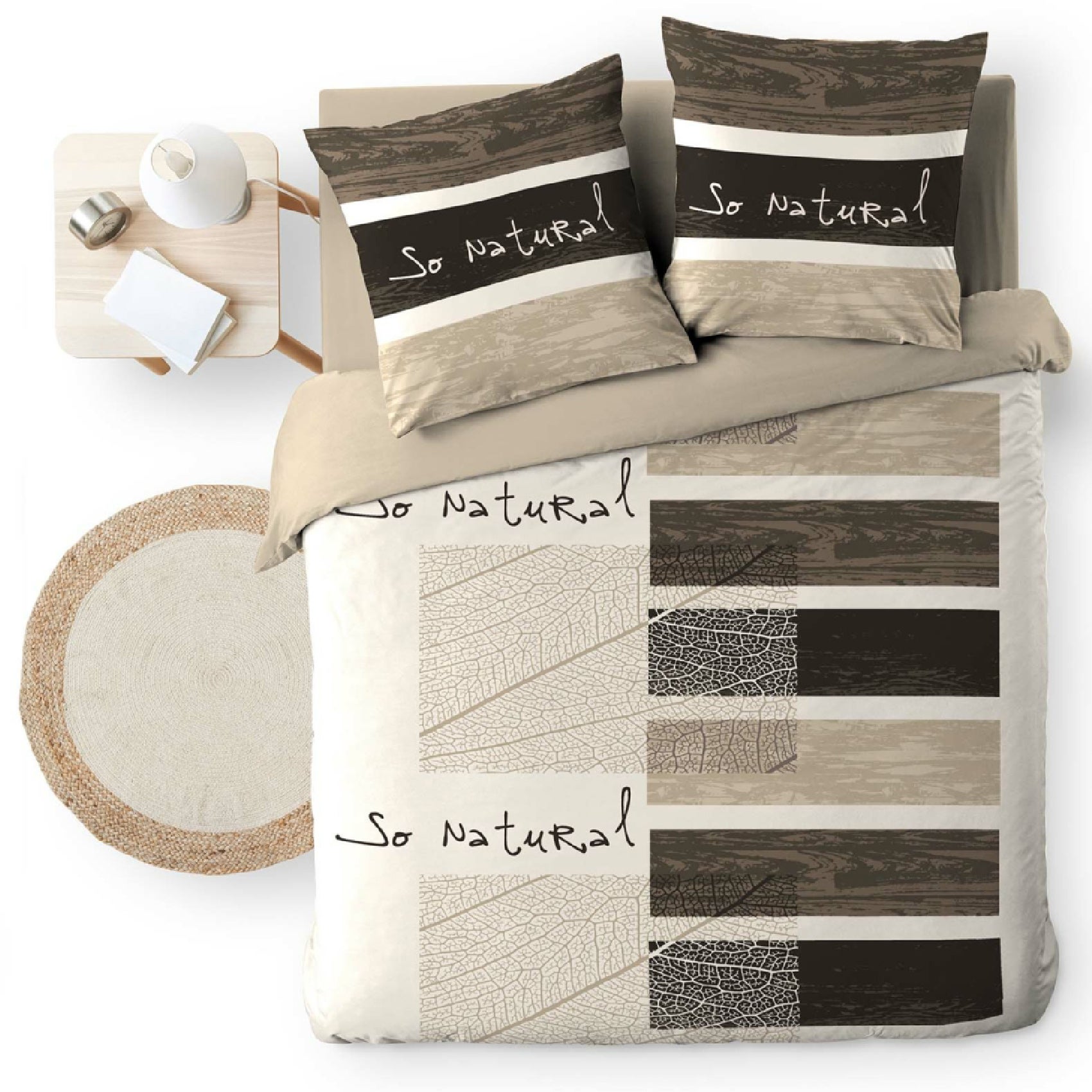 DOUCEUR D'INTERIEUR, Parure de lit avec 2 taies d'oreiller, Coton, Imprimé, So Natural - 4
