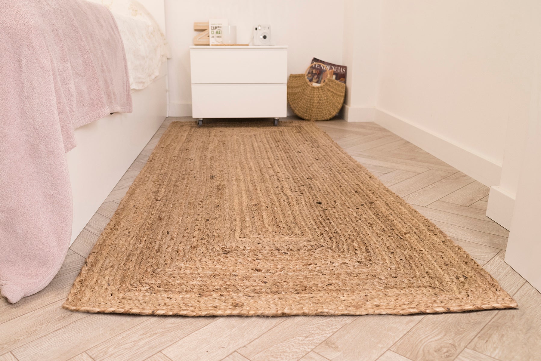 Tapis couloir en jute Ibiza 80 x 200 cm naturel fait main tissage plat - 3