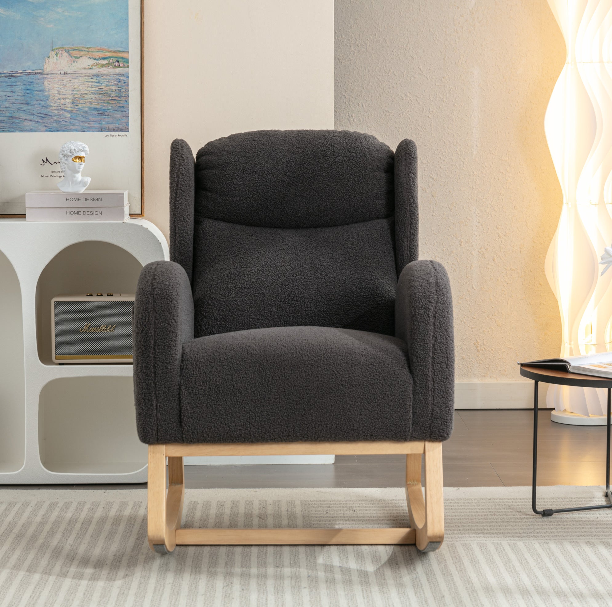 Fauteuil à bascule à oreilles avec poche latérale et siège rembourré en ...