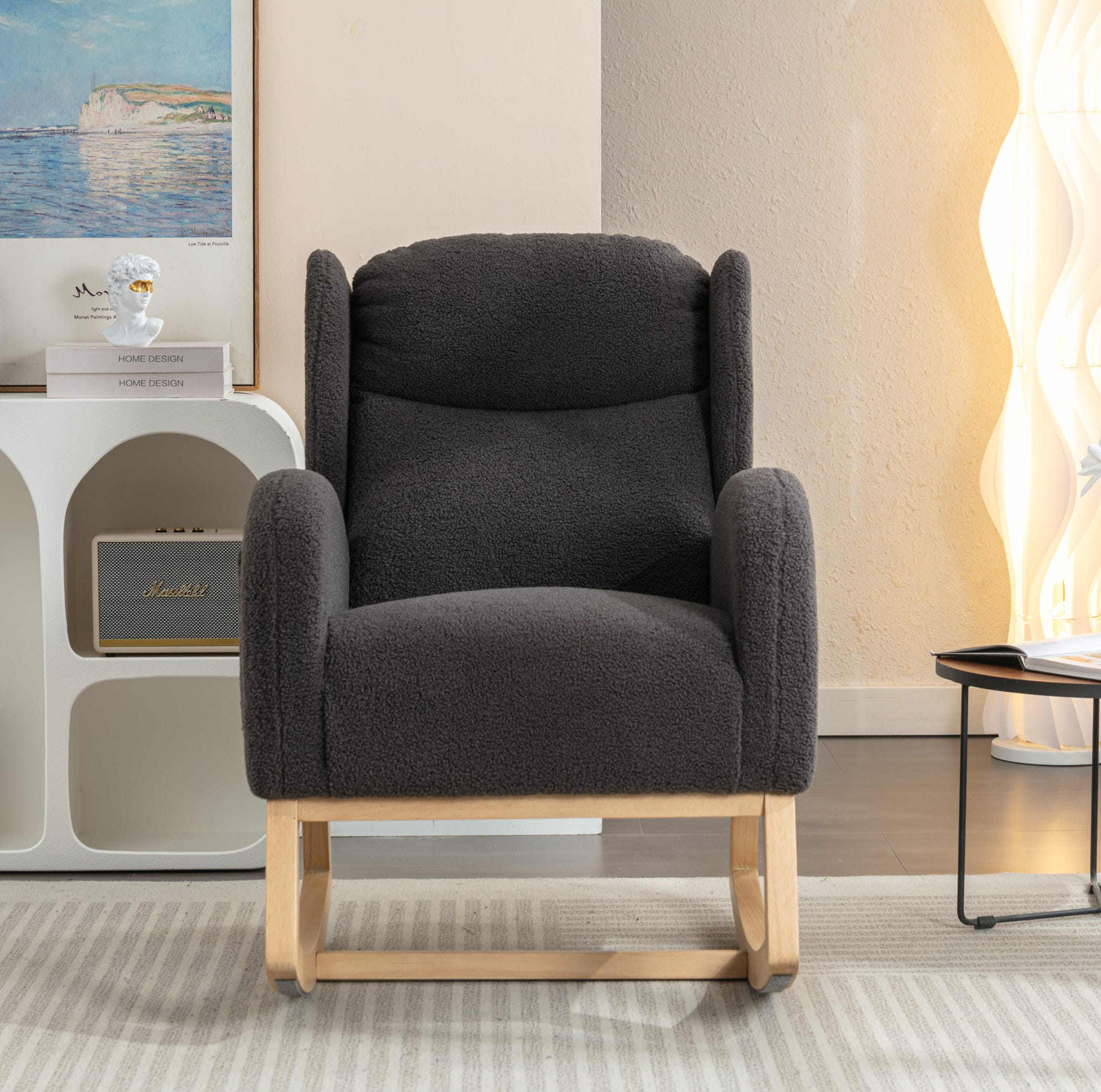 Bascule Fauteuil à bascule à oreilles avec poche latérale et siège rembourré en ...