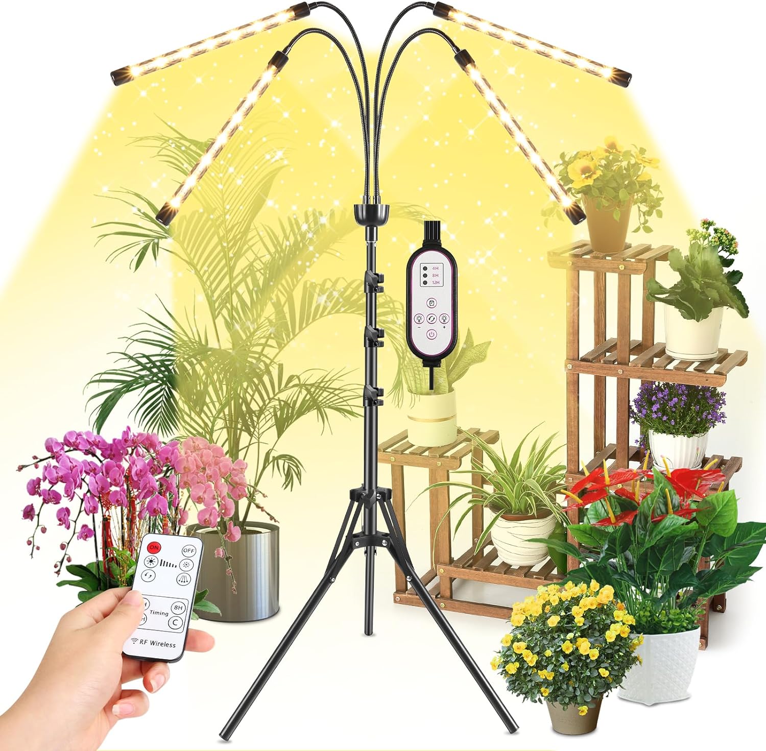 Lampada Ciglia A Doppio Braccio 45W Con Treppiede Regolabile – 224 LED, 3000K-5600K, 5800 Lumen, Telecomando E Supporto Telefono