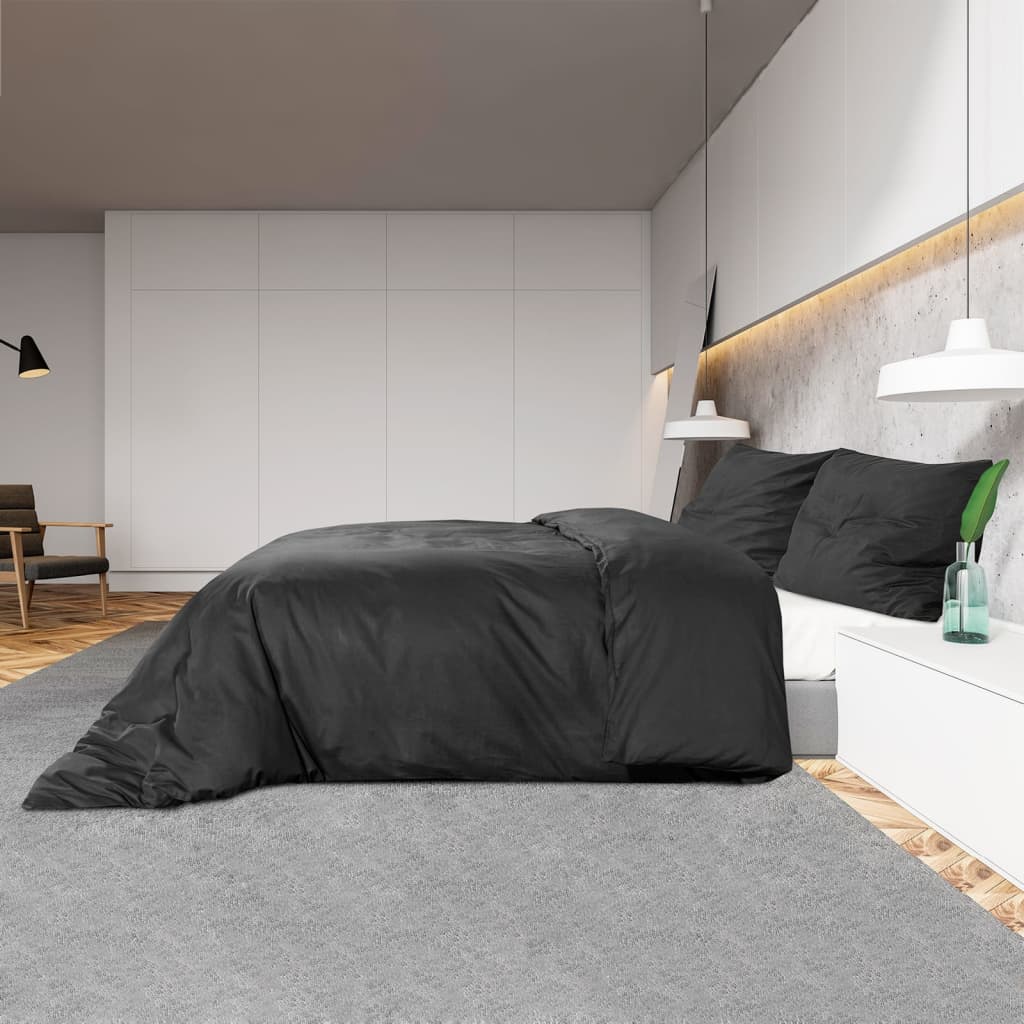 Ensemble de housse de couette | Parures de lit Noir 200x200 cm Coton CFW33546 - 4