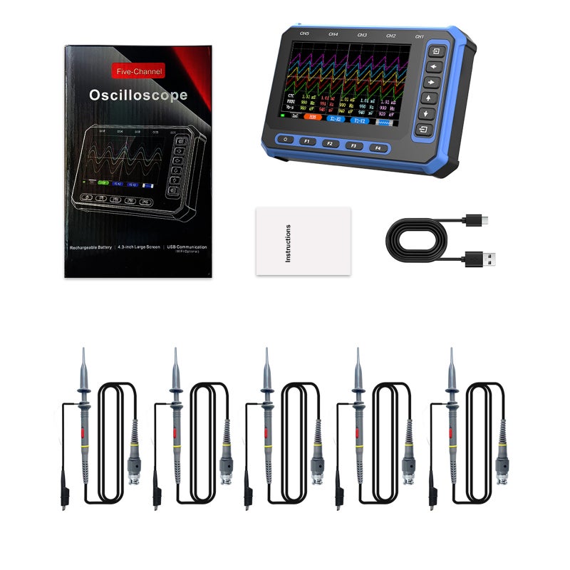 5-Channel WiFi Digital Oscilloscope, 1MHz Bandwidth, 3MSa/s Sampling ...