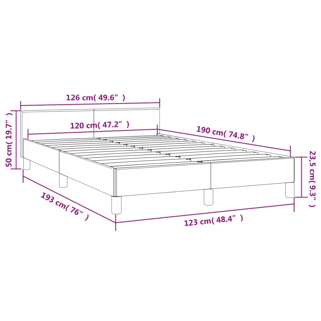 Cadre de lit sans matelas, en velours, gris clair, pour la chambre, 120 × 190 cm - 9