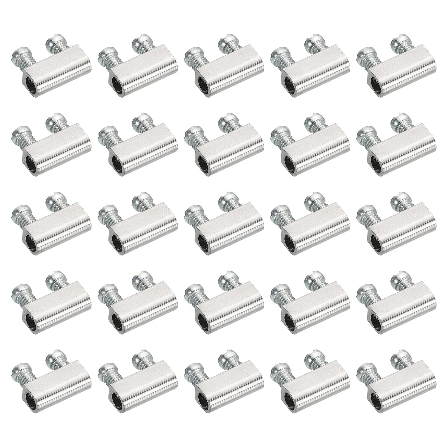 Zaciski kablowe do lin stalowych, 25 szt., M3, podwójny otwór, otwór na przewód 3,0 mm, z zaślepką zaciskową, srebrne