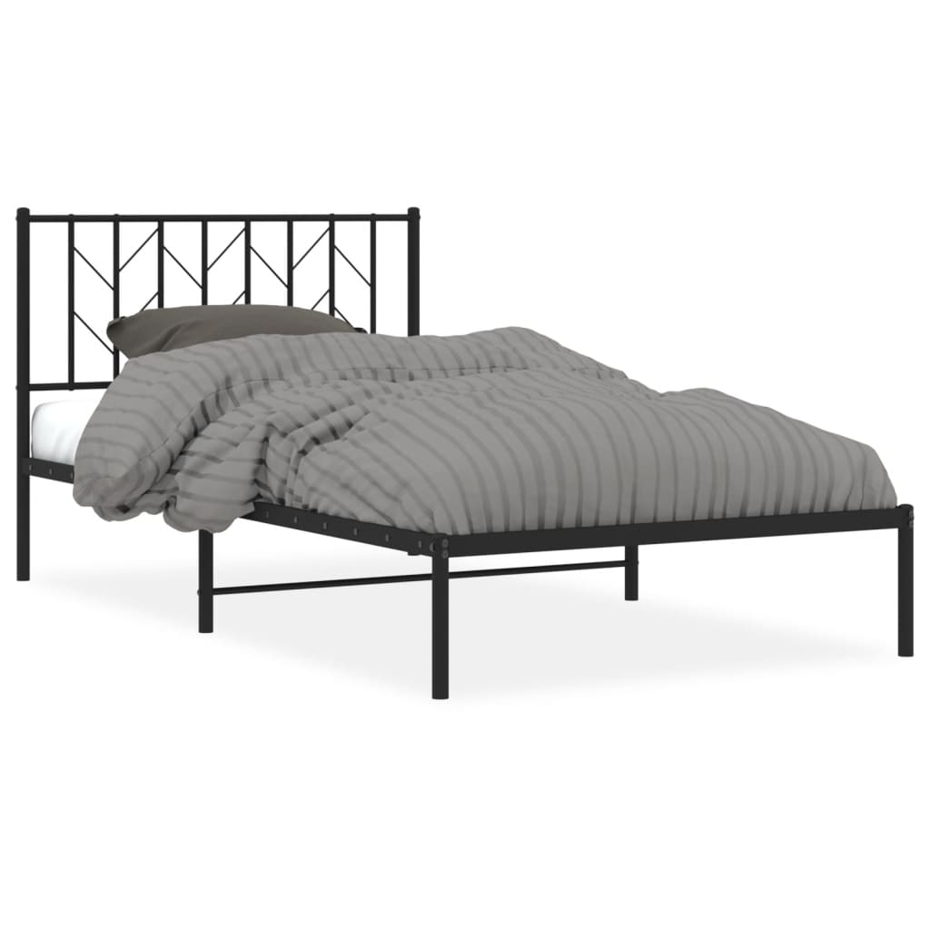 Łóżko Metalowe Czarne Rama Łóżka Ze Stelażem Do Sypialni Pokoju 107x203 cm