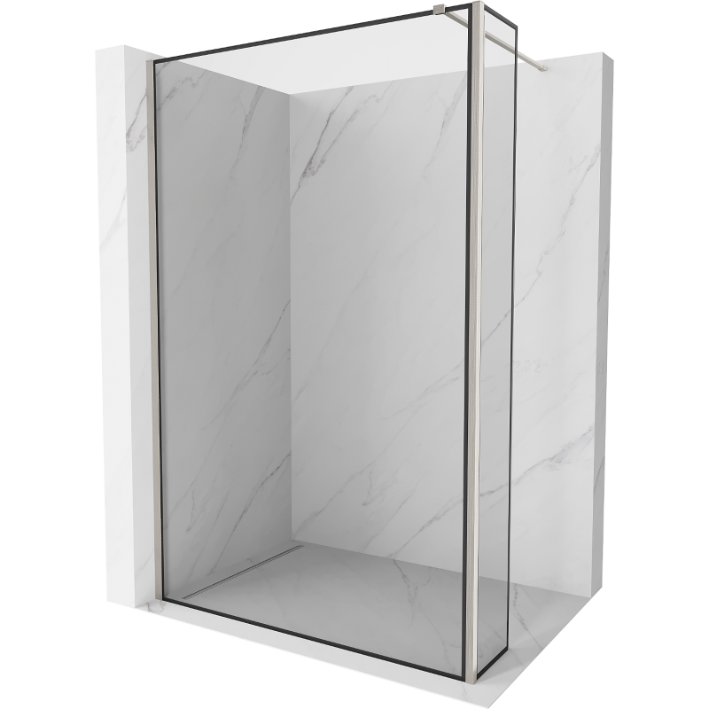 Mexen Kioto ścianka prysznicowa Walk-in 150 x 30 cm, czarna ramka, nikiel szczotkowany - 800-150-212-97-70-030